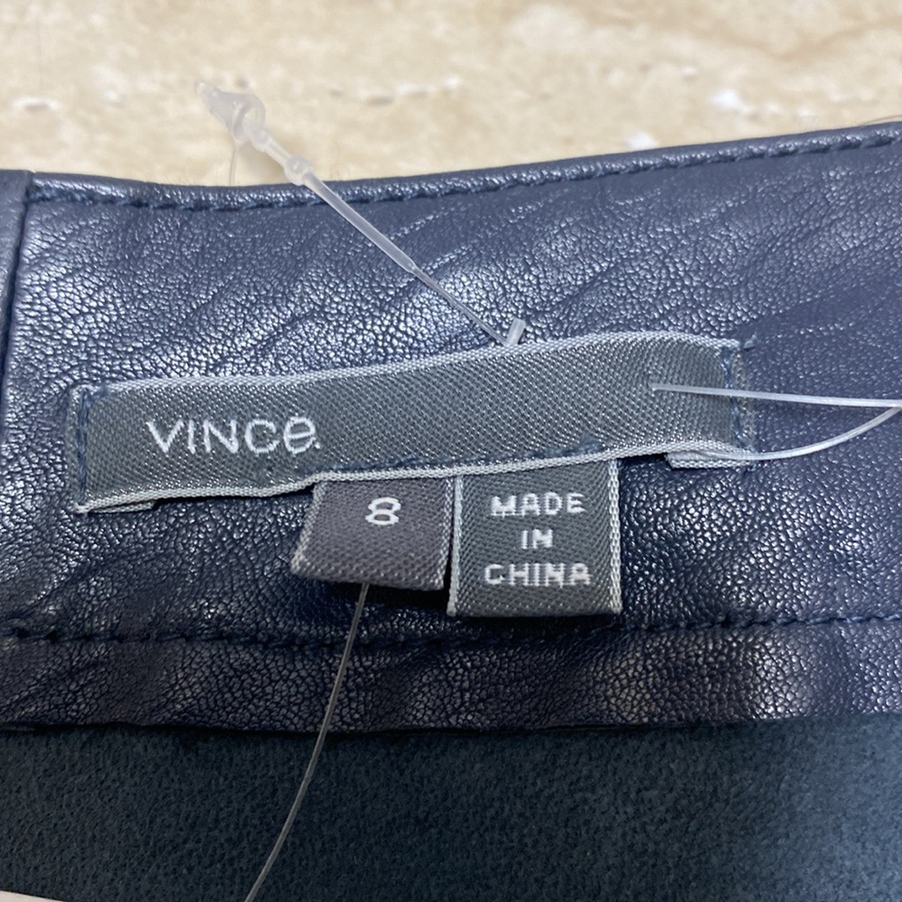 NWT Vince Camuto Genuine Leather Navy Mini Skirt, measurements in photos below. - Picture 10 of 10